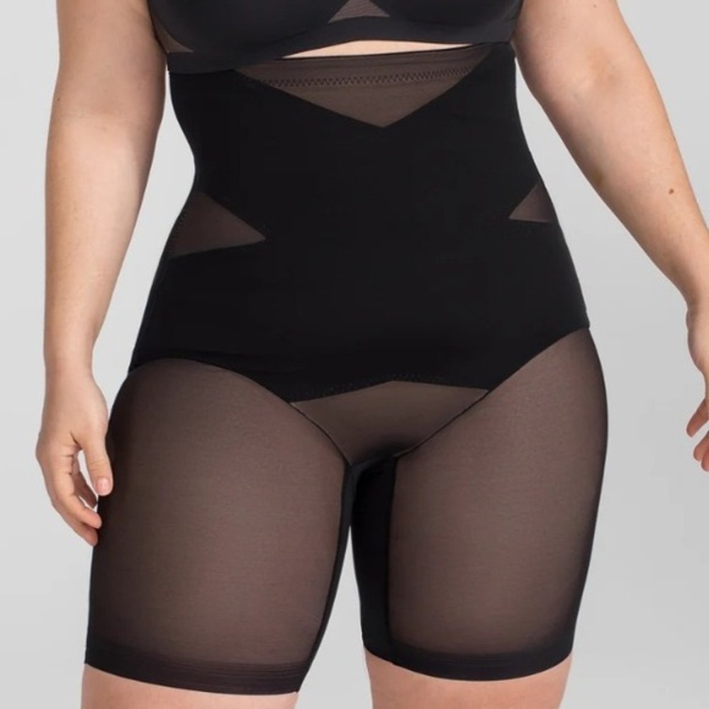 Honeylove Women's 1X Black SuperPower Shapewear Shorts Sculptwear Sheer Stretch